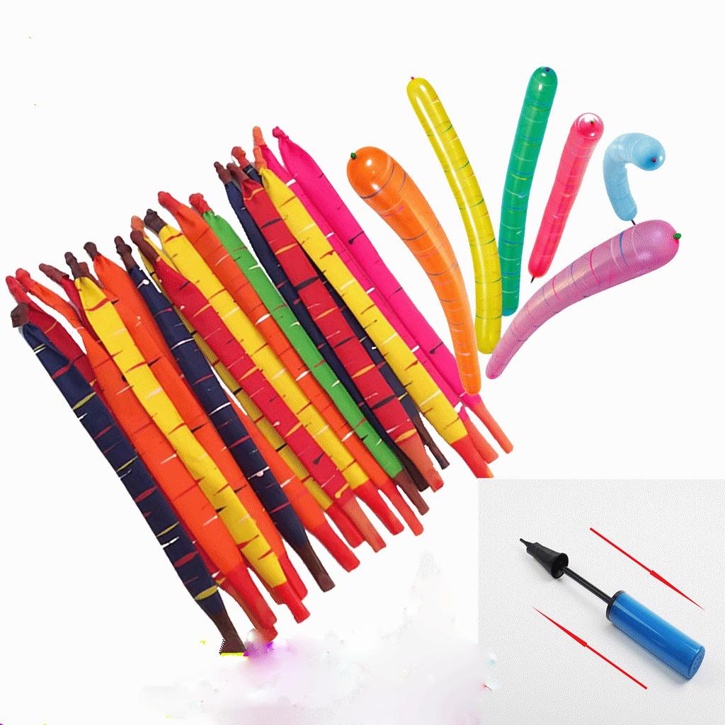 100pcs Assoted Long Jumbo Latex Rocket Balloon With Pump Party Kids Toys