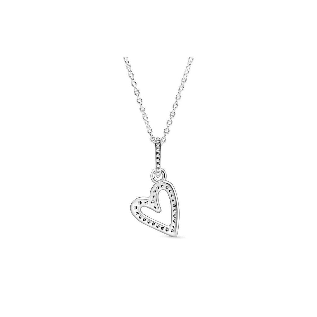Pandora Heart Pendant Necklace With Cubic Zirconia Unisex Necklace Silver 398688C01-50
