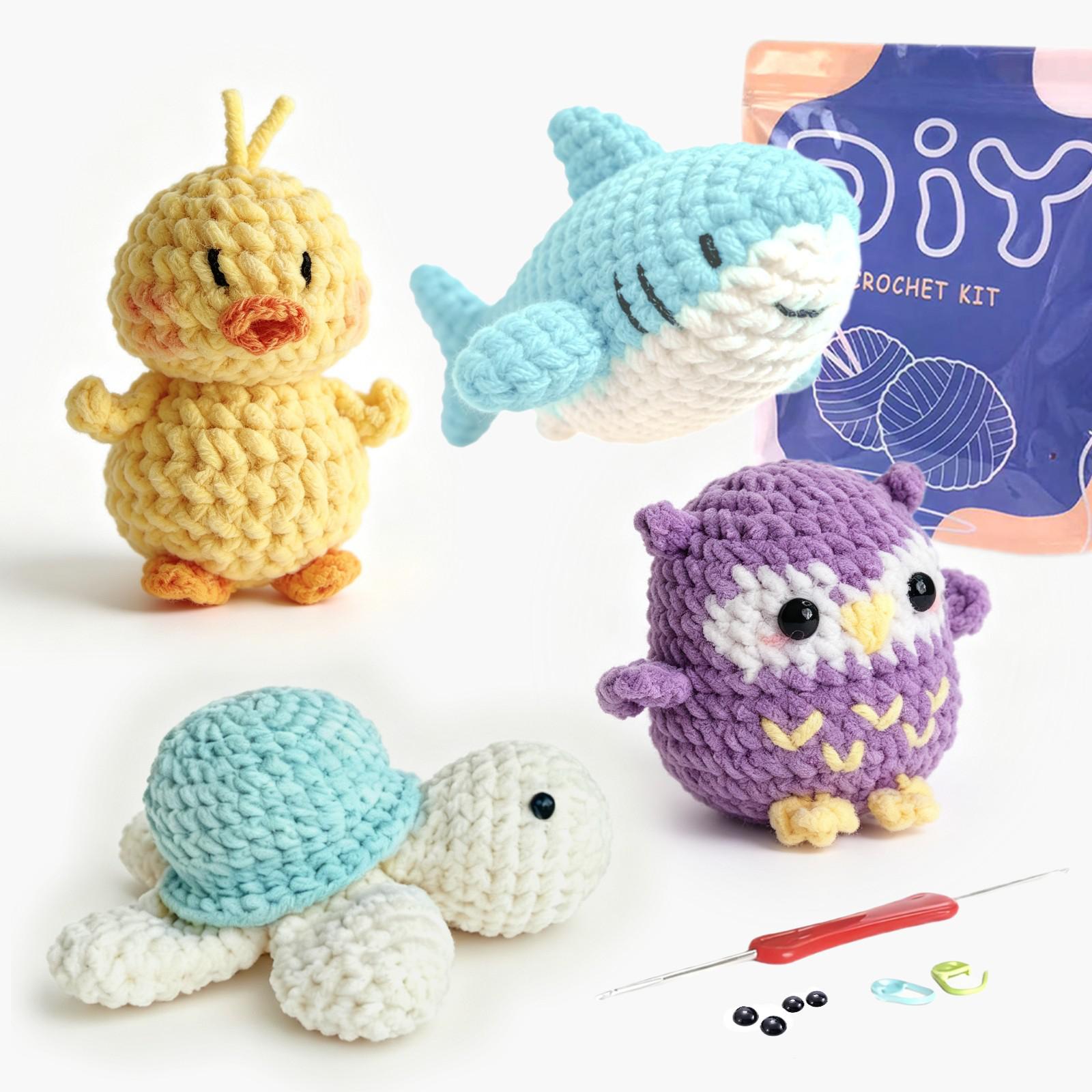 YAMAXIN Crochet Kit for Beginners-4 Pack Crochet Animal Easy Learn to Starter Amigurumi Knitting Kit