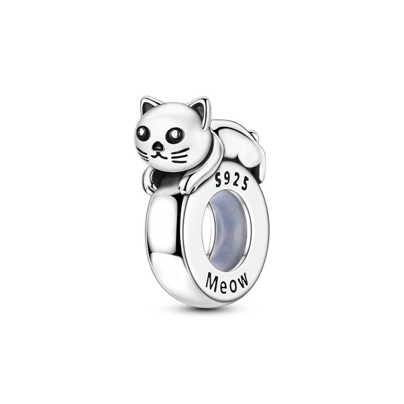 

925 Silver Graduation Cat Dangle Charm Graduation Cap Beads Fit Bracelets Jewelry Gift for Women Girls Kids