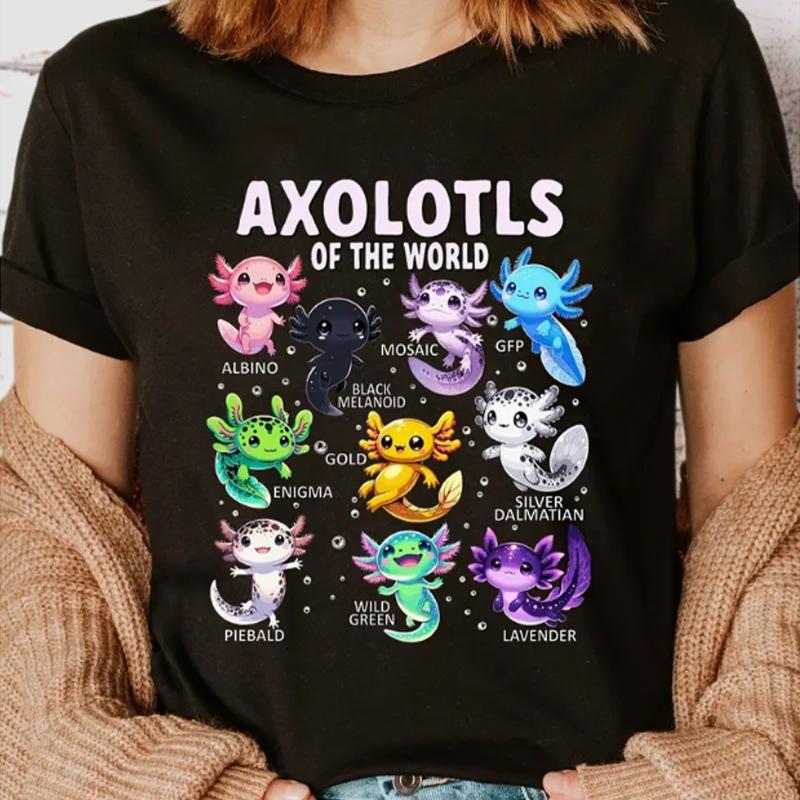 

Модная женская симпатичная красочная футболка с принтом рыбки, забавная повседневная футболка с короткими рукавами и круглым вырезом, летняя женская футболка 8XL чёрный