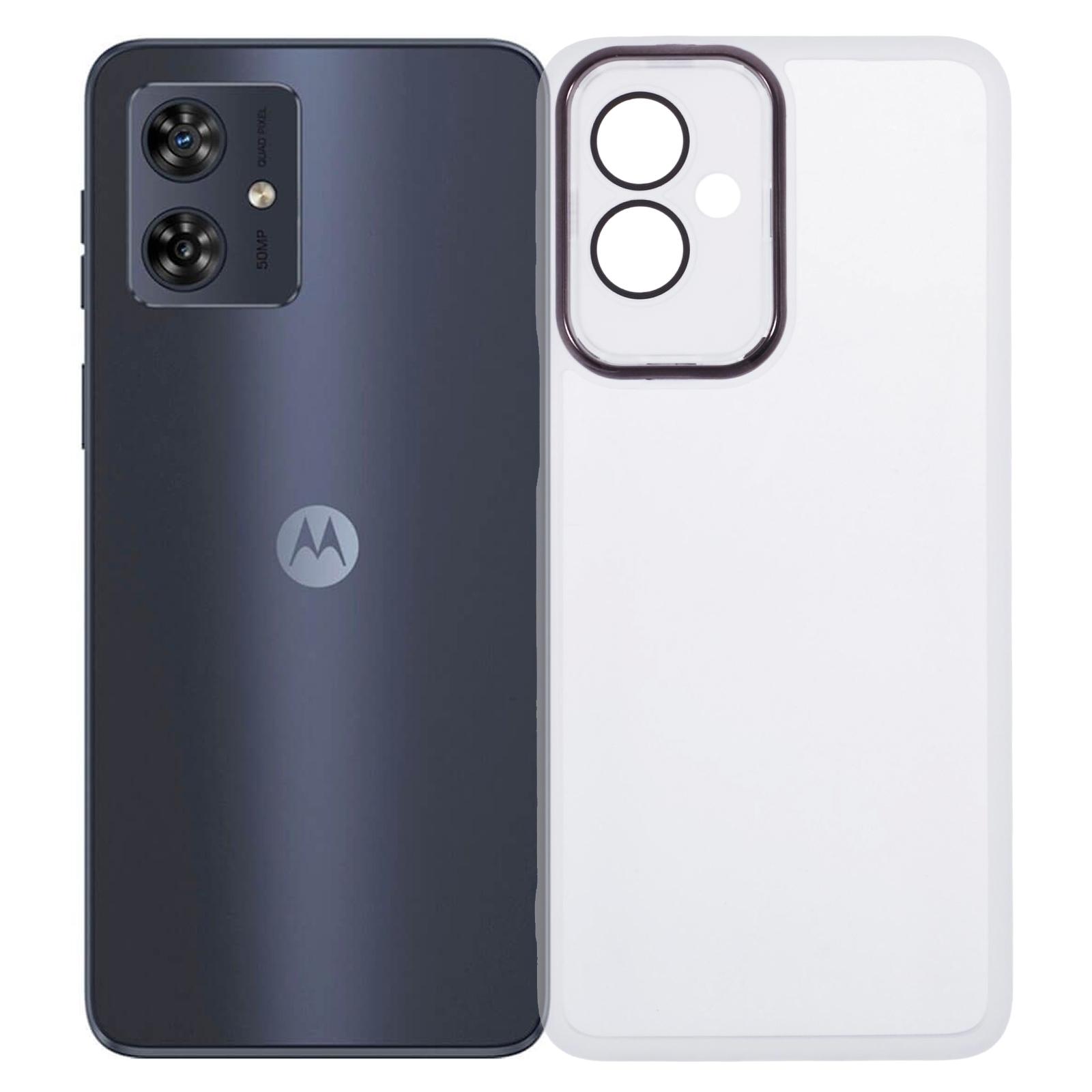 

DKSM Series For Motorola Moto G54 5G/G54 Power 5G/G64 5G Case Electroplated Camera Frame TPU Phone Cover Transparent White