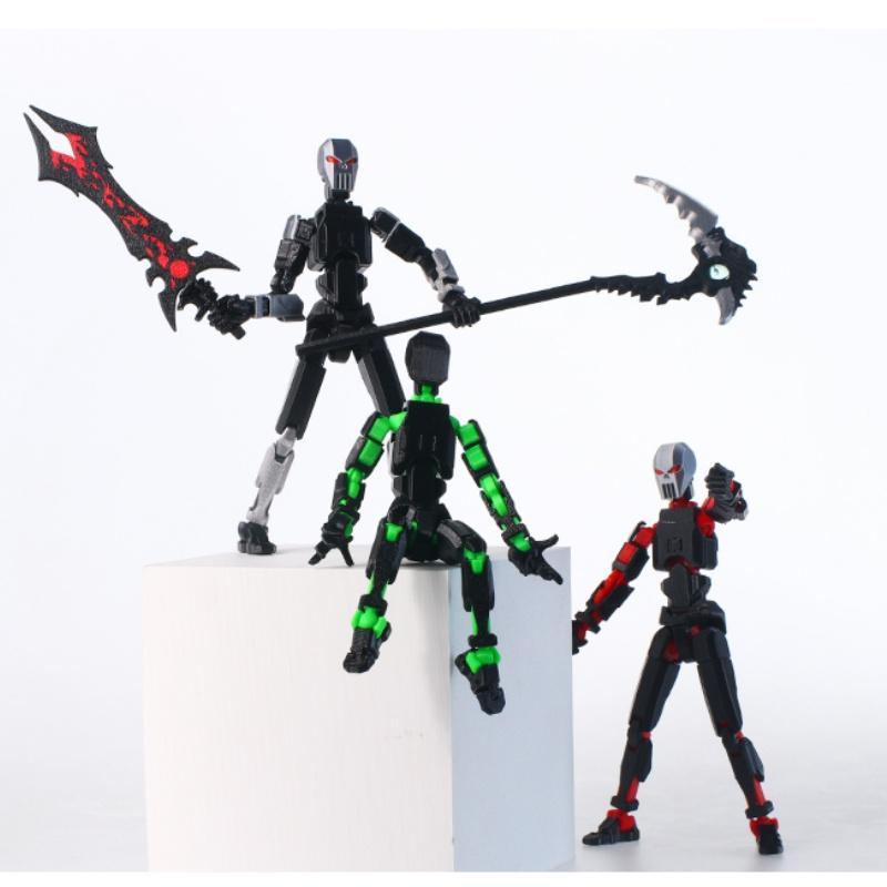T13 New Action Figure Set 3D Printed Multi-Jointed Movable Titan 13 Dummy Lucky 13 Mobile Robo for Game Lovers Toy Black Red