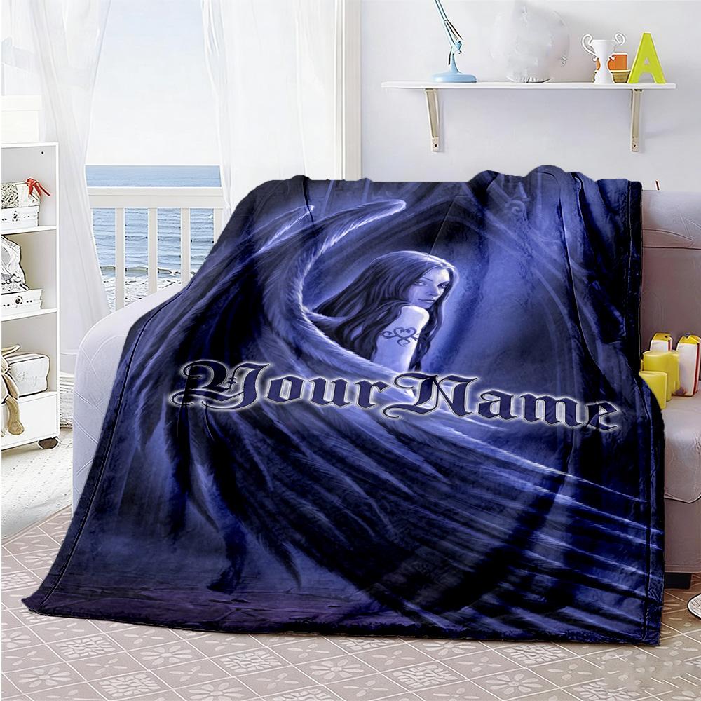 Gothic Illustrations Customize Your Name Blanket Cozy Personalized Blanket Soft Warm Cozy Perfect for Chair Office Chair Bed Home Decor All-Season Use
