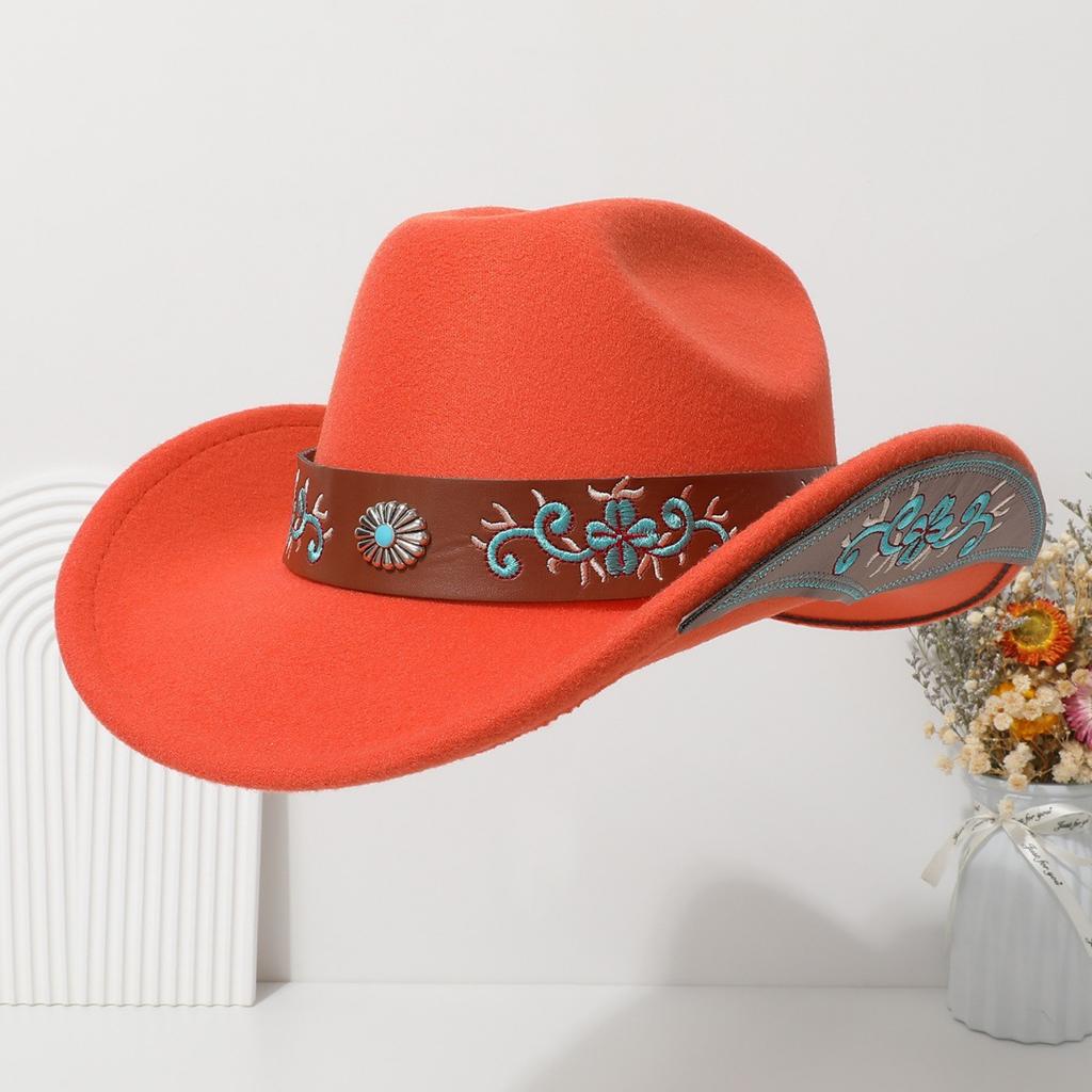 Bohemian-style Suede Western Cowboy Hat with a Rolled Brim, Ethnic-inspired Felt Hat for Men, Women, and Couples