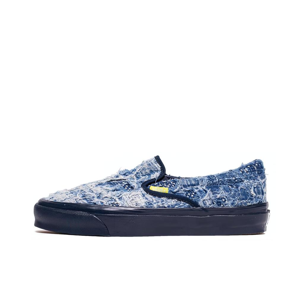 FDMTL X Vans OG Classic Slip-On LX Distressed Indigo Unisex Sneakers Blue VN0A45JK5WP