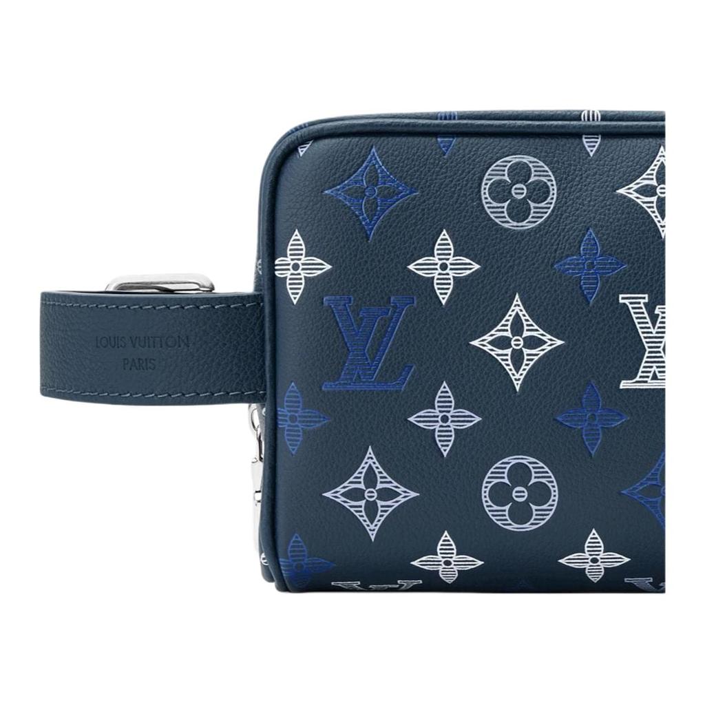 Louis Vuitton Monogram Shadow Cow Leather Toiletry Bag Toiletry Bag Unisex Marine Blue M28835