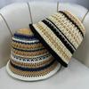 All-match Fashion Sunscreen Breathable 100% Polyester Bucket Hat Spring Summer New Hollow Fisherman's Knitted Color Matching Hat
