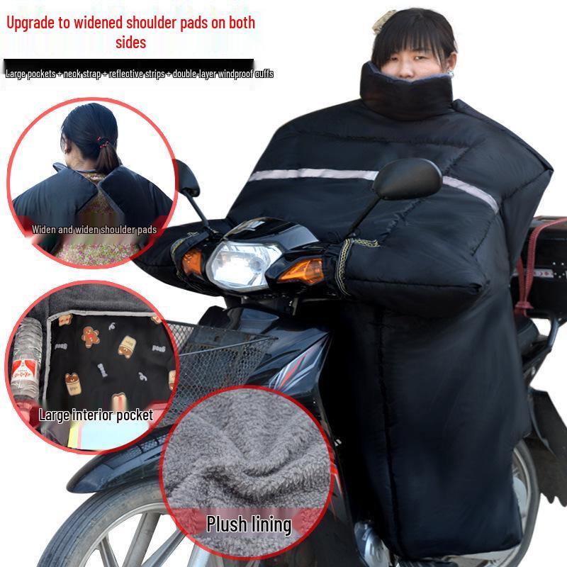 Bent Beam Motorcycle Windshield Fleece-Lined Waterproof Knee Pads - Warm, Thickened, Cold-Proof, Four Seasons Use.