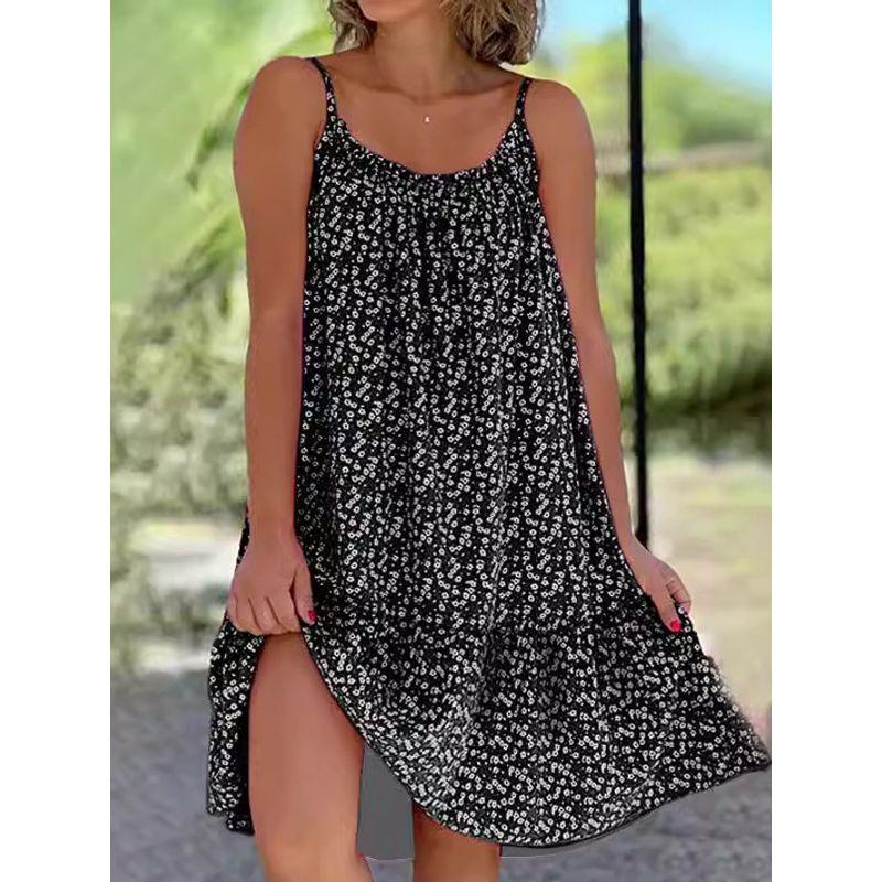 Floral Sleeveless Camisole Vest Dress Floral Sleeveless Sling Vest Dress