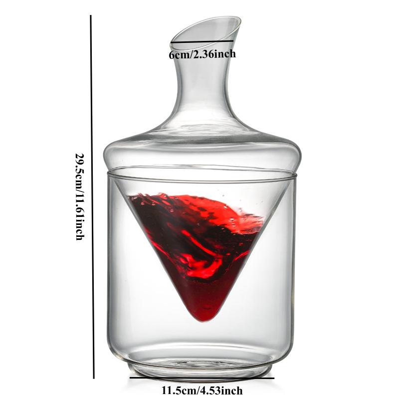1000ml Drum Type Wine Decanter with Ice Bucket, Lead-free, Hand Blown Crystal Wine Glass, Fast Rotating, Whiskey Decanter