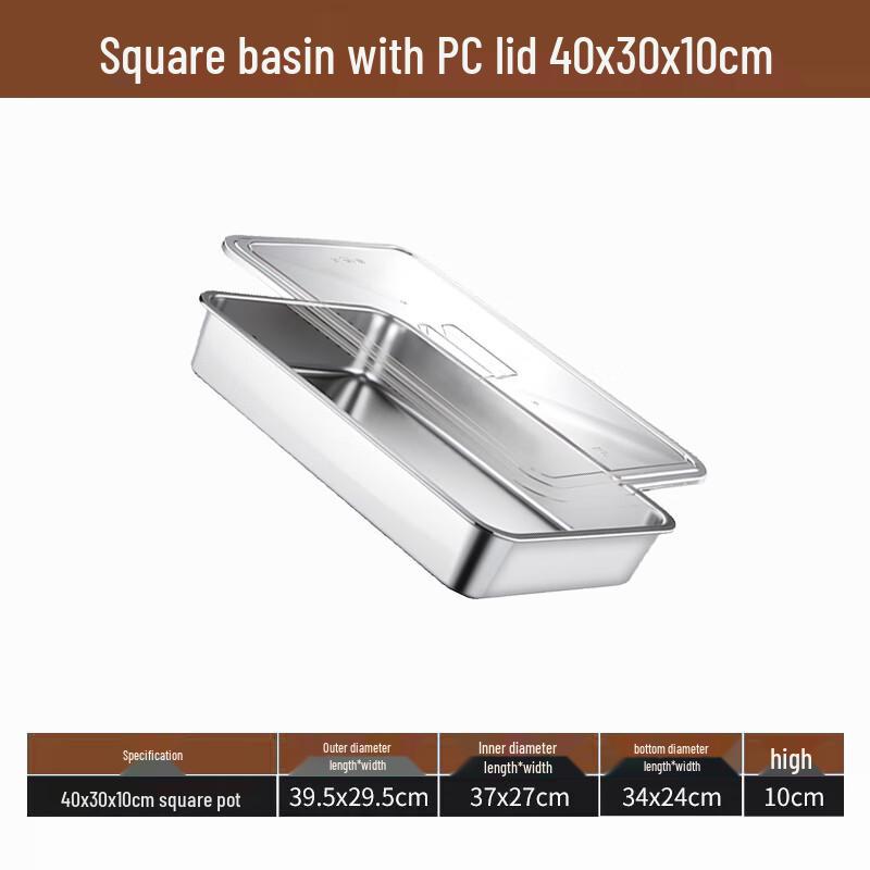 Stainless Steel Rectangular Food Pan with PC Lid