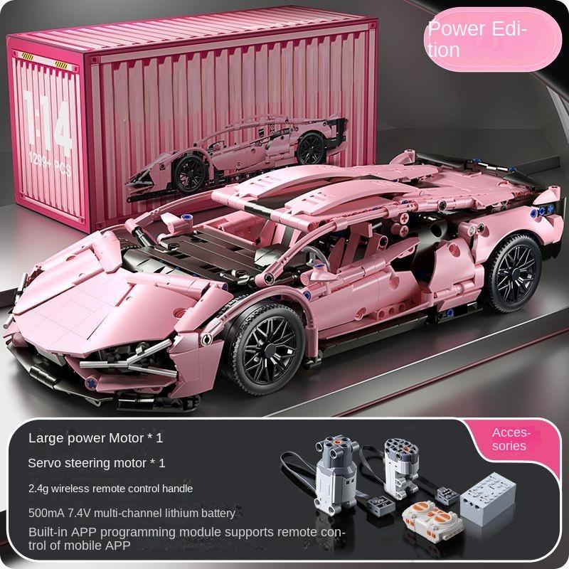 1299 PCS Tech 1:14 Pink Racing Sports Car Building Blocks Assemble Brick Car Toys for Girls Birthday Presents Christmas Presents