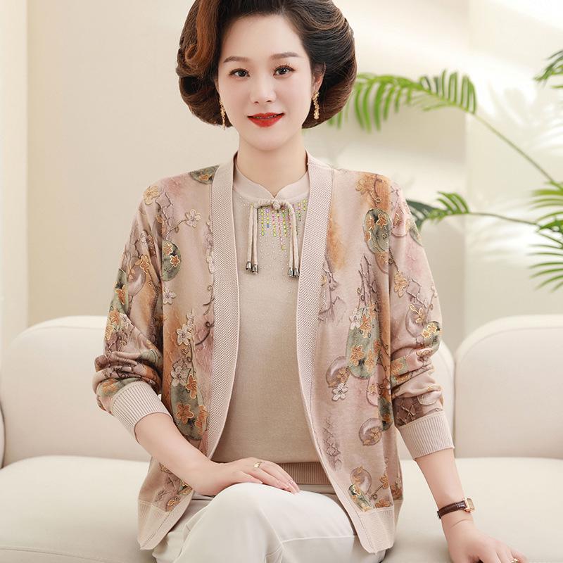

2026 Spring Knit Cardigan Set for Mature Women - Stylish and Lightweight Two-Piece for Mother s Spring and Autumn Wear XL (suggested for 100-110 lbs) жовтий