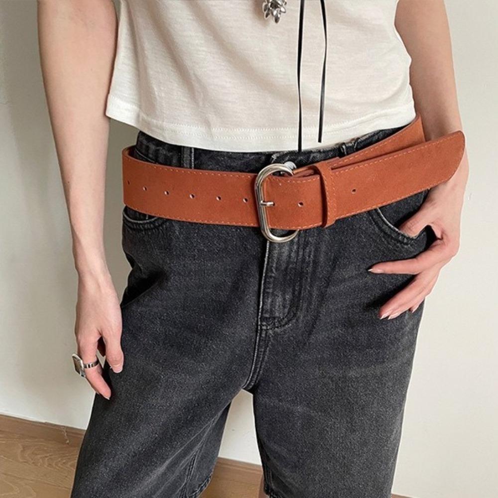 Casual Suede Leather Wide Belt Retro Waist Strap New Pin Buckle Waistband Women