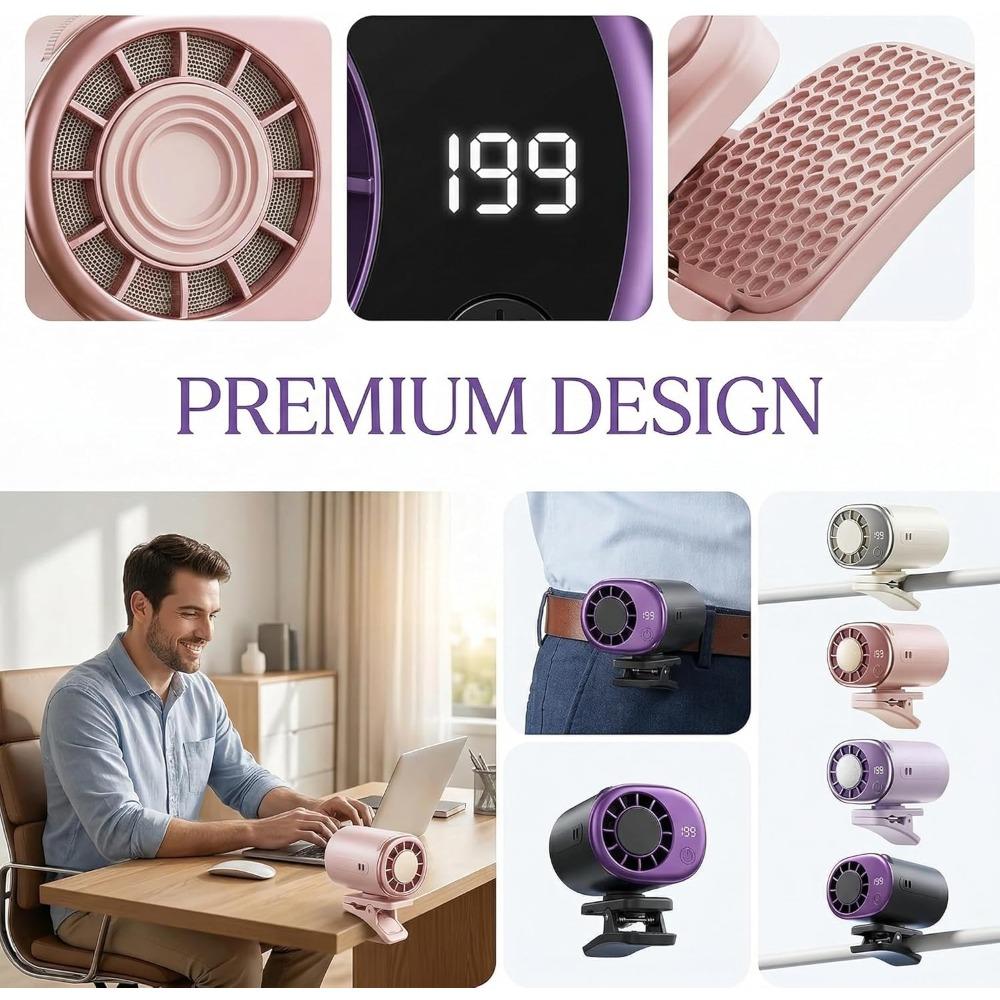 This Portable Bladeless Clip-on Fan Is Perfect for Travel and Features a 360° Rotating USB Port.