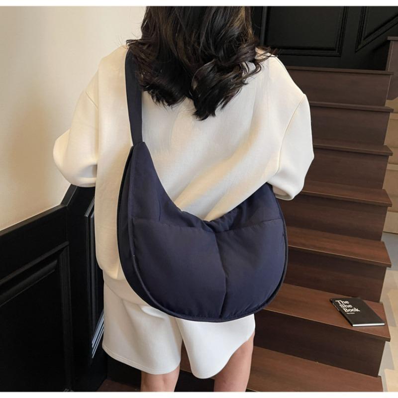 Canvas Bag Women's Large-capacity New Niche Feeling Summer Shoulder Messenger Bag Versatile Commuter Dumpling Bag