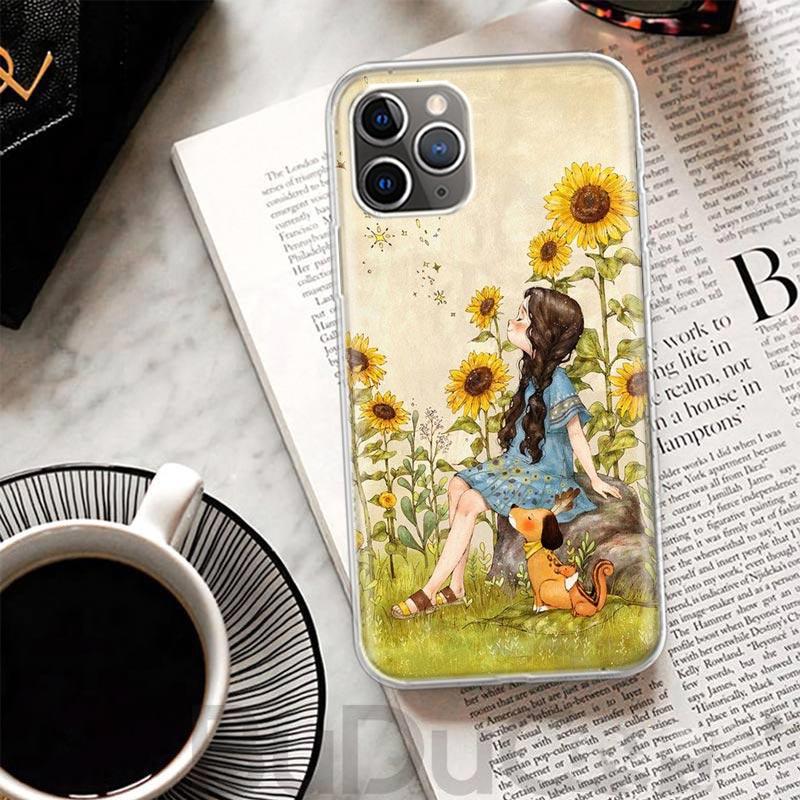 Beauty Yellow Sunflower Print Cover For iPhone 16 15 14 13 12 11 Pro Max Apple Phone Case X XS 7 Plus 8 + Art Customized Print S