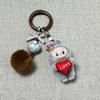 Cartoon Cute Flocking Mini Standing Mobile Phone Pendant Schoolbag Doll Keychain Gift