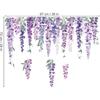 decalmile Purple Hanging Vine Double Sided Window Clings Wisteria Flower Leaf Window Decals Anti-Collision Glass Doors Window Stickers