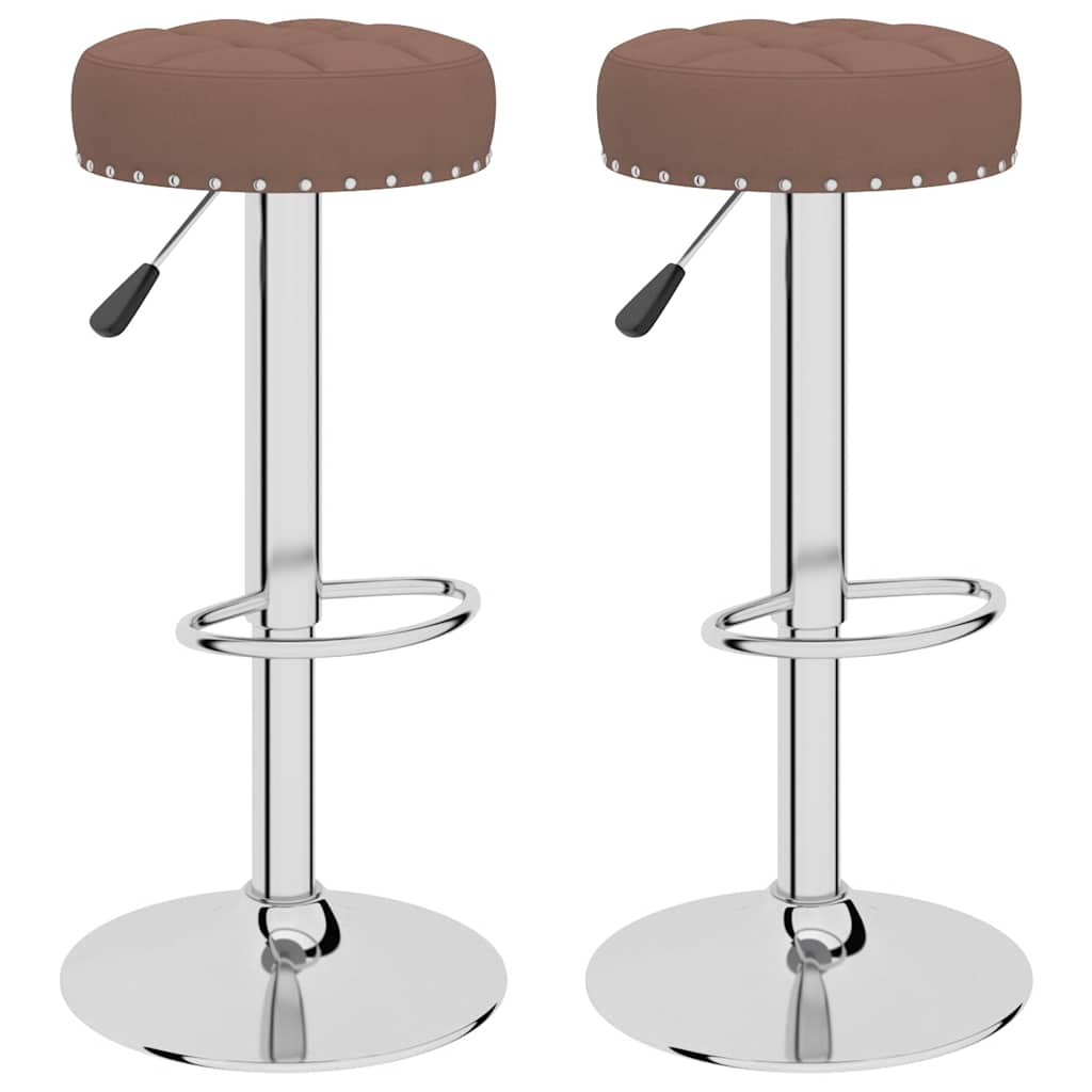 Bar Stool Set of 2 Brown Fabric