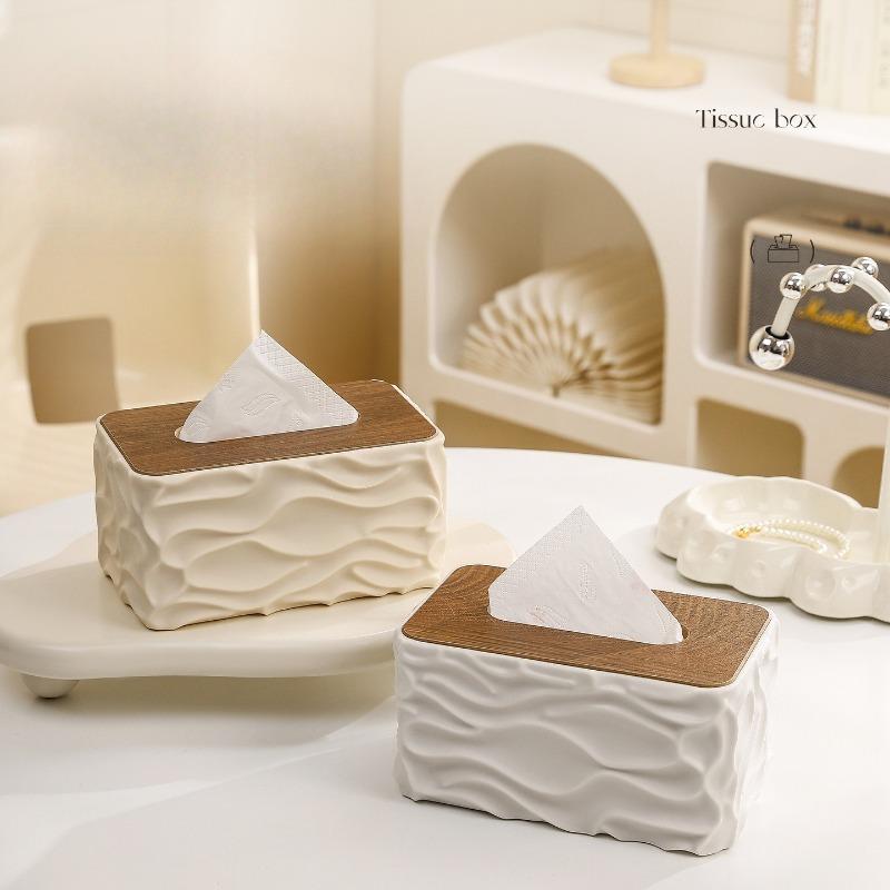 Wave Tissue Box - Simple and Elegant Household Dining Table Coffee Table Tissue Box - High-end and Spacious Tissue Paper Storage Box for Meals