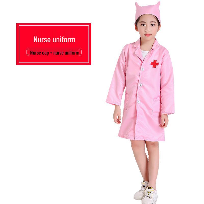Children's Long Sleeve White Lab Coat Costume for Doctor or Nurse Role Play
