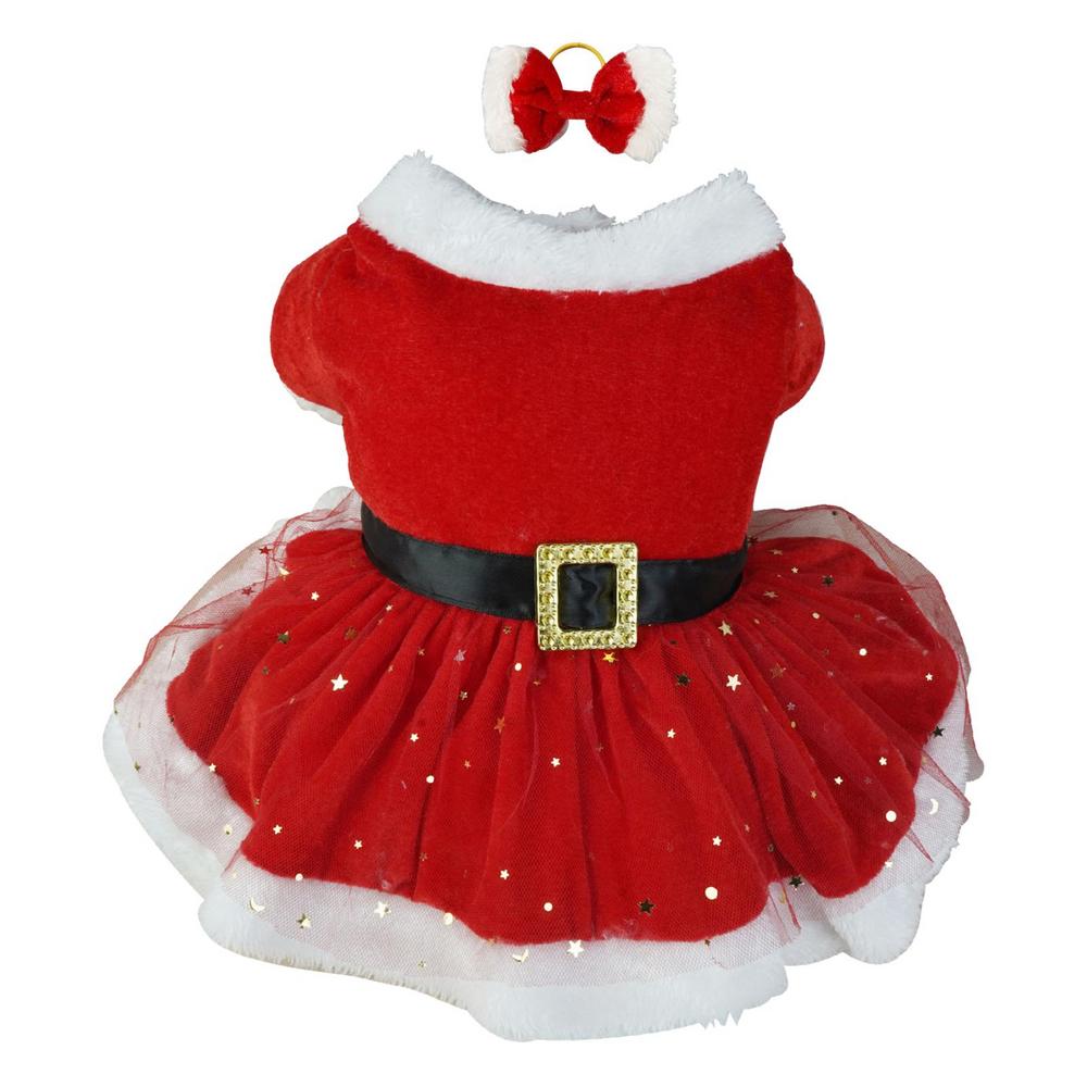 

Christmas Dog Clothes Shiny Netting Santa Claus Cute Girl Clothing Red Dresses Cute Girl Clothing Red Dresses Dog Cat Christmas S красный