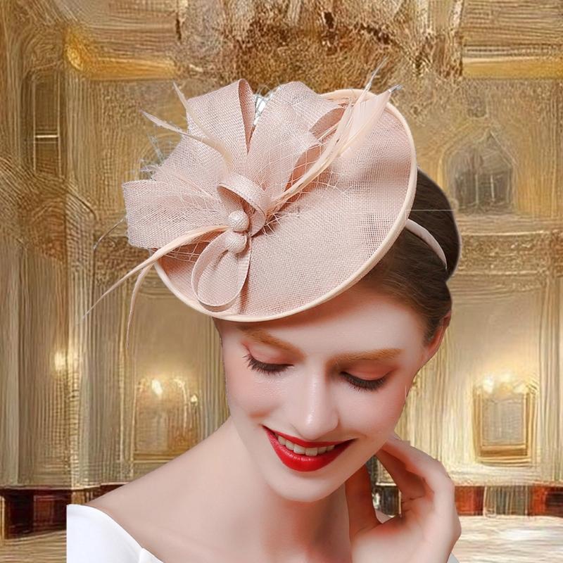 20s Derby Hat with Feathered Necklace Earrings Gloves For Women Horse Racing Event and Cocktails Party Props Headwear