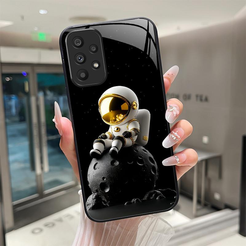Süße Cartoon-Katzen Blumen Hülle Für Samsung Galaxy A52 A52S A72 4G 5G Gehärtetes Glas Handyhülle Schutzhülle Rückseite Hartschale