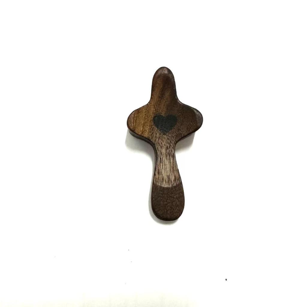 Black Walnut Thumb Cross – Handheld Solid Wood Craft for Easter, Church, Palm Prayer Piece