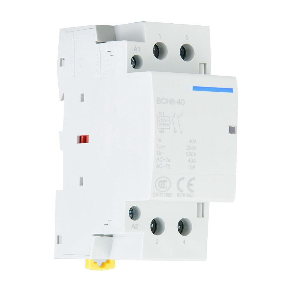2P 40A Low Power Consumption Household DIN Rail AC Contactor 1NO1NC 50 60HZ 220V 230V