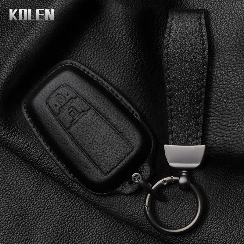 Genuine Leather Auto Smart Key Fob Cover Case Housing Fit For Toyota Prius Camry Corolla Chr C-Hr Rav4 Land Cruiser Prado 2 3 4 Button Auto