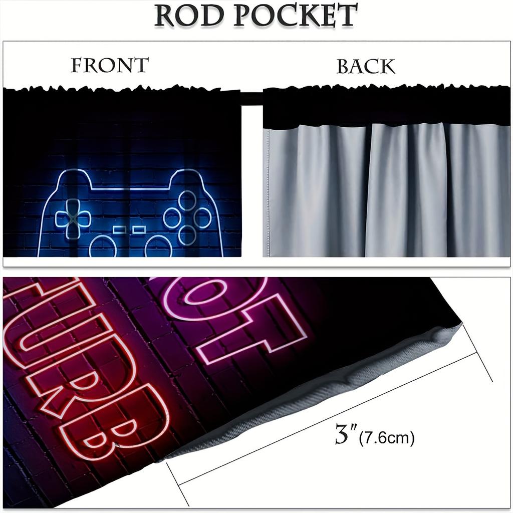 2pcs PS5 Gamepad Curtains Kids Color Gaming Controller Curtains for Game Room Bedroom Decor.