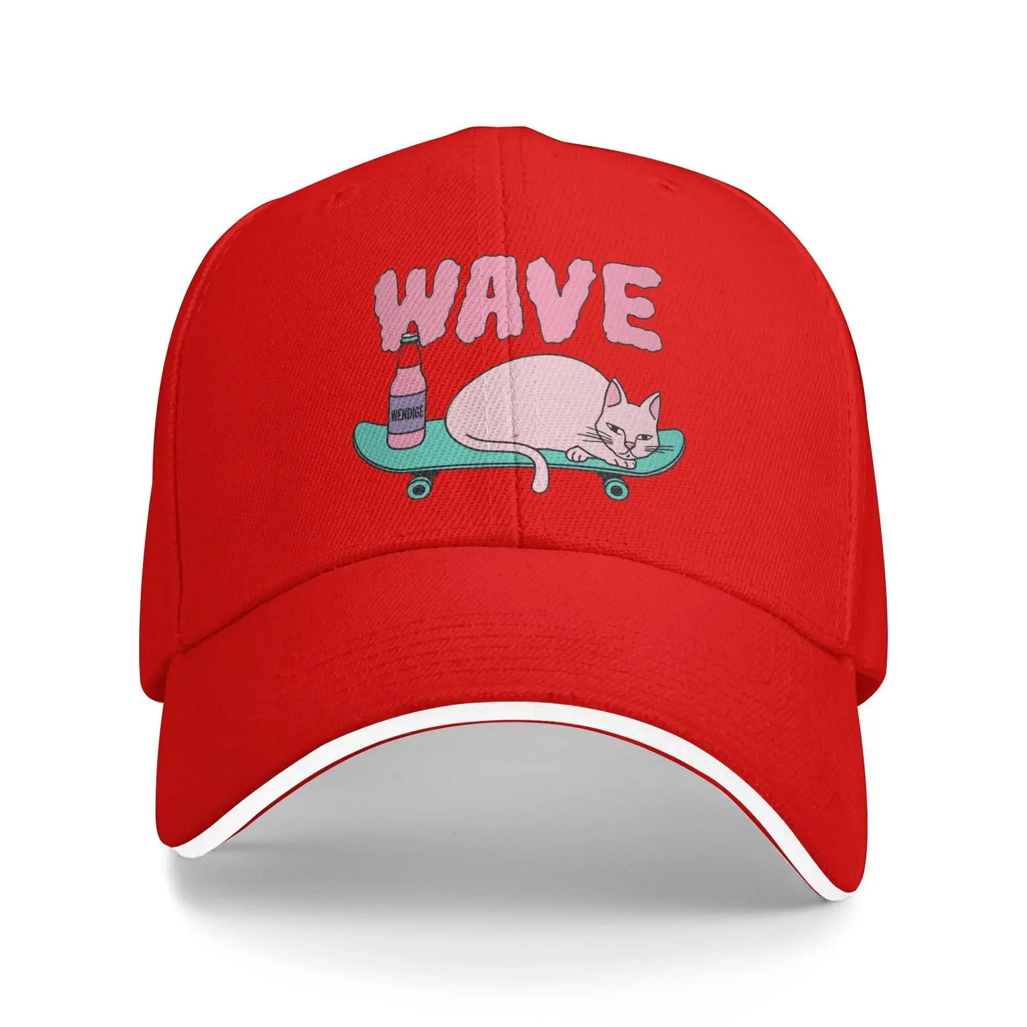 

Wave The Cat Lay On Skateboard Casual Baseball Cap Outdoor Gym Hip Hop Hats Summer Sun Visor Unisex Unisex Fitted Retro Caps One Size