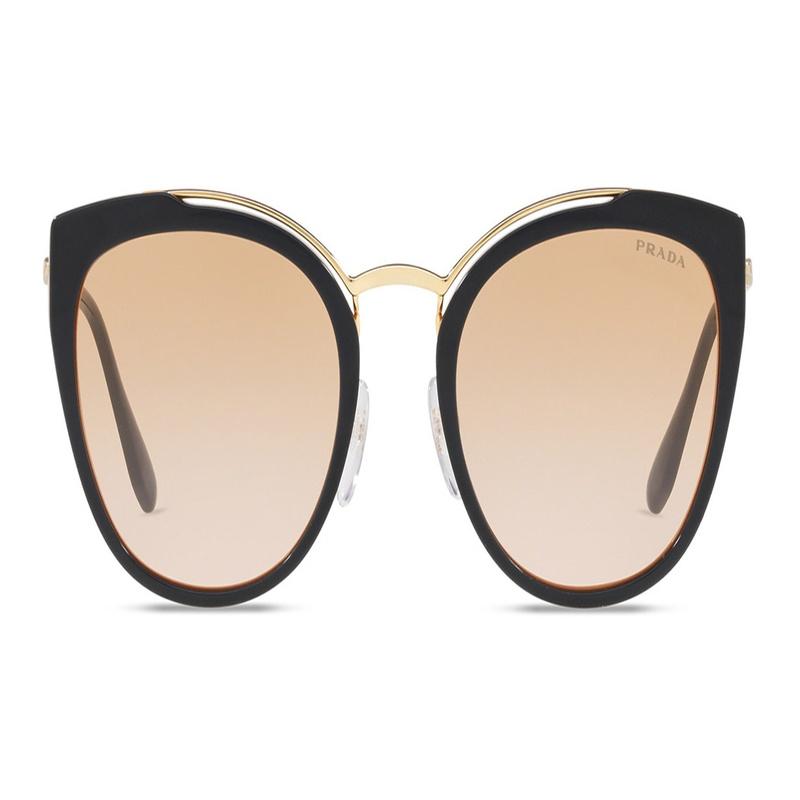 Prada Classic sunshade, anti-UV, plate and metal frame, butterfly-shaped sunglasses, women's style, gold/black
