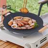 Litinový plech na pečení s rukojeťmi, nepřilnavá kulatá pánev na grilování steaků, mořských plodů, zeleniny, palačinek, multifunkční grilovací pánev na sporák, táborák