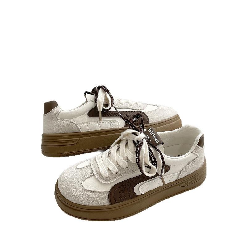 Damenschuhe neue Frühling und Herbst Nische Shell Head weiße Schuhe Plateau vielseitige Sport-Board-Schuhe lässig