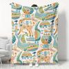 1pc Nordic Animal Flannel Blanket, Cute Lion Whale Dinosaur Pattern Throw, Home Decor Small Blanket, Office Nap Sofa Blanket, Soft Warm Home Shawl Bla