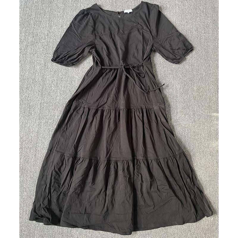 

Stick to the Original Single Tail Goods British Single Comfortable Knitted Cotton Keyhole Summer a Swing Women s Short Sleeve Jumpsuit Long dress Black 16