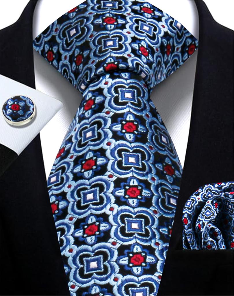 Mens Tie Paisley Jacquard Woven 8Cm Formal Business Wedding Necktie Pocket Square Set Suit Cravat High Quality Handmade Gravata