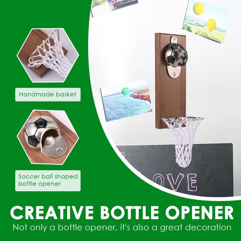 Magnetic Opener Beer Bottle Opener Wall Mounted Wooden Beer Bottle Opener Creative Refrigerator Magnet Beer Jar Corkscrew Opener