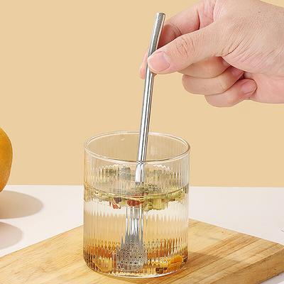 2In1 Trinkhalme Löffel Edelstahl Wiederverwendbare Trinkhalme Cocktail Rührlöffel Bar Milch Kaffee Rührwerkzeug