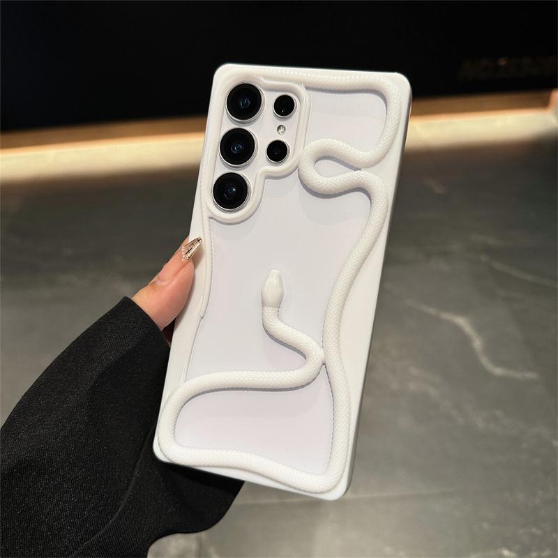 3D Schlangen Handyhülle für Samsung Galaxy S25 Ultra S24 S23 FE S22 A56 A36 A26 A06 A16 A55 A54 A15 A14 Galvanisiert Hohl Stoßstangenabdeckung
