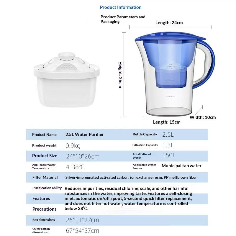 3.5L Pitcher Removes Chlorine Lead Pesticides - Activated Carbon Filter BPA-Free 4-Stage Filtration for Clear Drinking Water