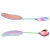 2pcs Stainless Steel Spoon Fork Set For Dessert Cake Ice Cream Coffee Tea Service Small Spoon Kitchen Barware Utensils