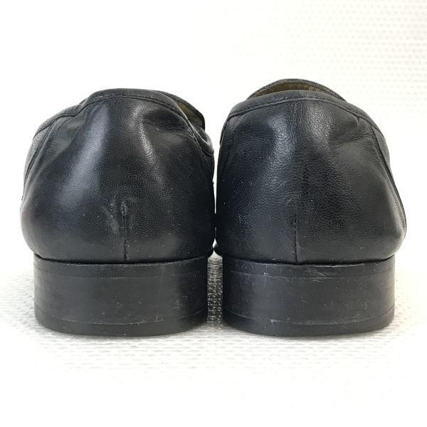 80s-90s Vintage Made In England Grenson Woven Leather Coin Loafer Moccasin 8 / 26.5cm / Black Dress Shoes(USED)