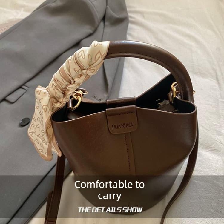 Lychee Pattern Bucket Bag Women's Hand Shoulder Messenger Bag