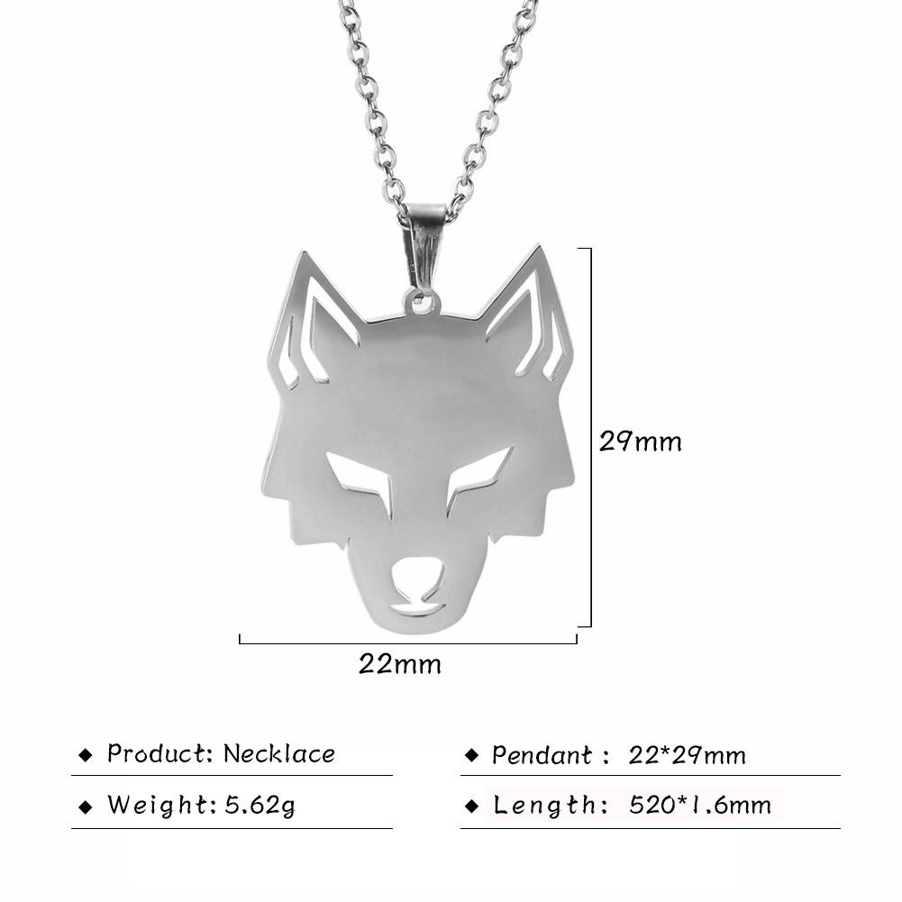 Teamer Cool Animal Wolf Head Pendant Necklace for Women Men Stainless Steel Wolf Pendant Vintage Punk Party Jewelry Animal Gifts