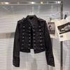 DRIPX Autumn New Fashion Metal Buckle Design Shoulder Strap Denim Short Jacket For Women High Street Coat Female